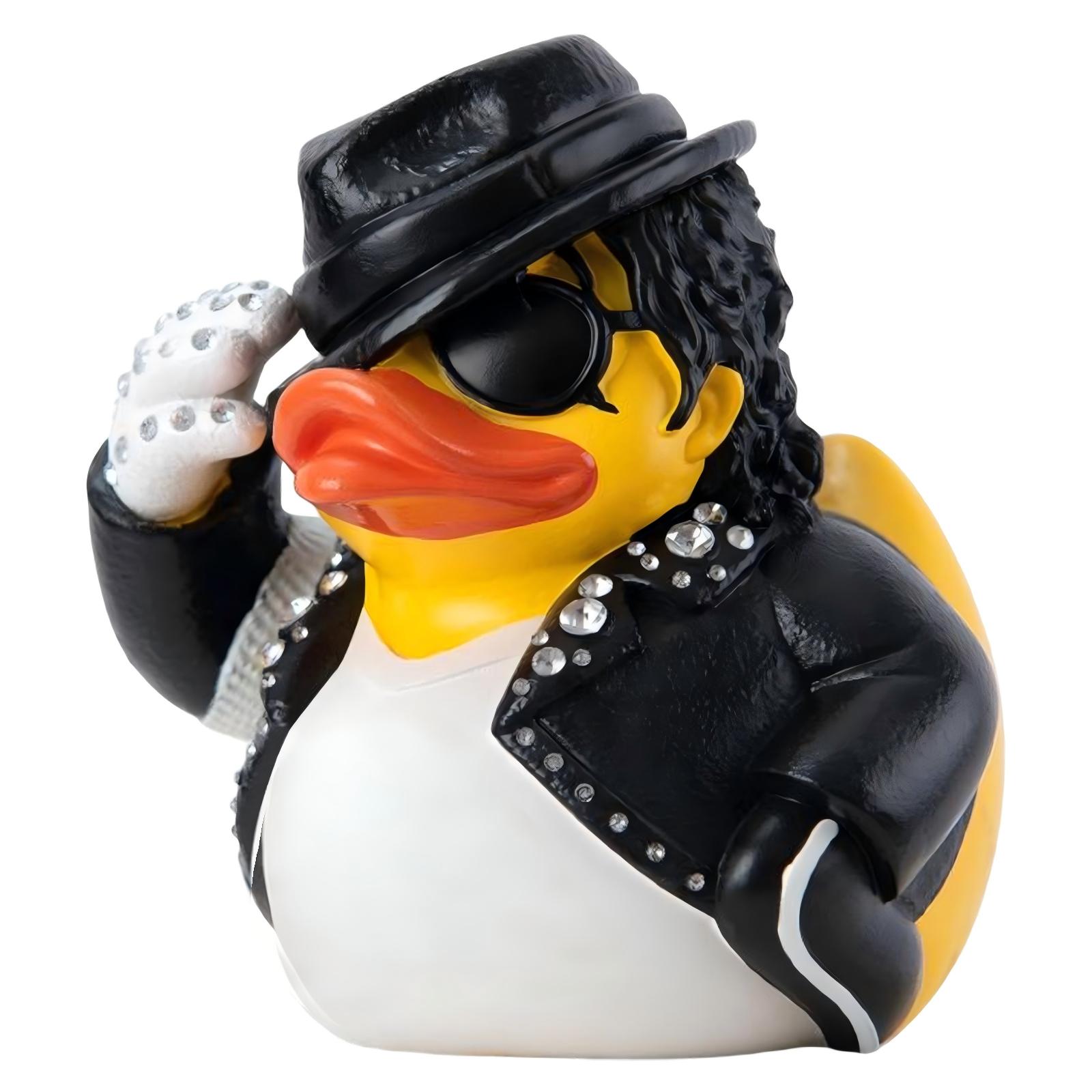 

Decorative Rubber Duck Figurine Wearing Hat Sunglasses and Jacket with Studded Details for Home Office and Desktop Decoration One Size коричневый