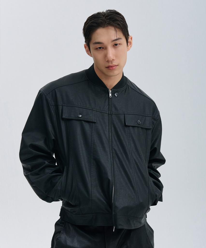 Ninez Pocket Crop Leather Jacket