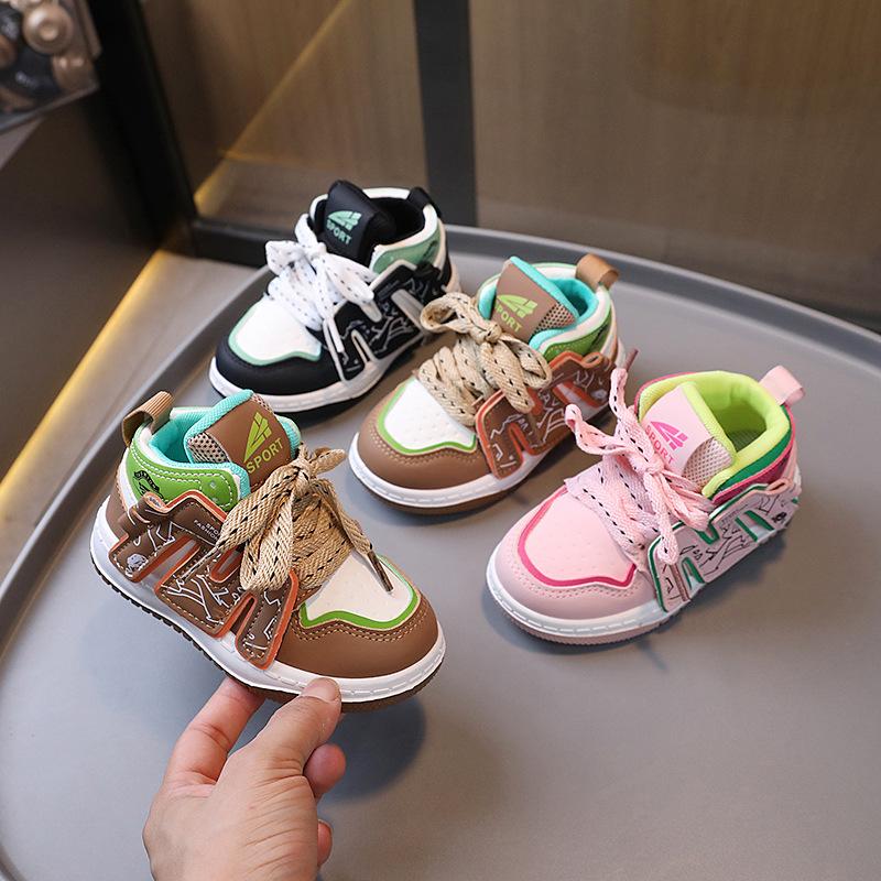 Spring and Autumn Style All-match High-top Soft-soled Sports Shoes for Boys and Girls