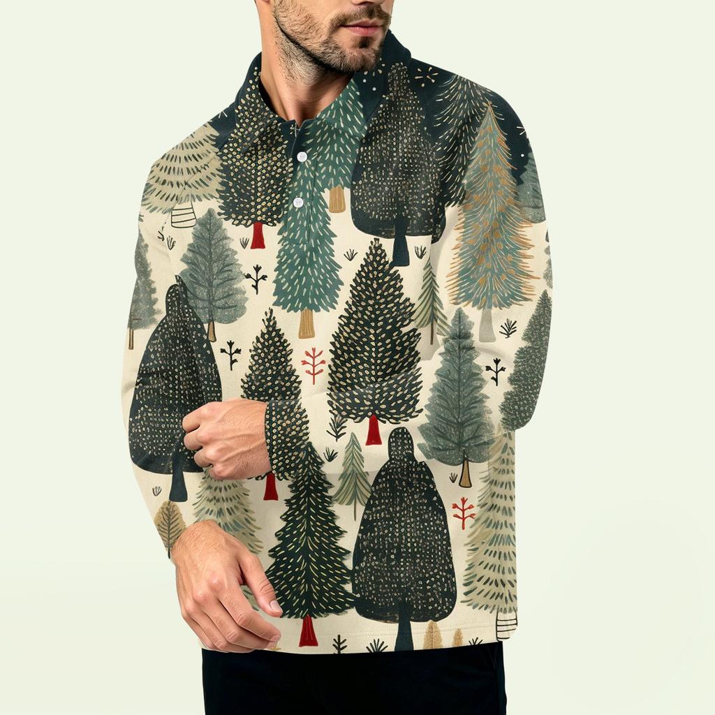 Men's Christmas Print Zip-Up Sweatshirt, Long Sleeve Loose Fit Casual Fall Winter Top, Multiple Colors and Sizes