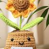 Crocheted Sunflower Doll Emotional Inspirational Support Potted Plant Doll Handmade Inspirational Doll with Positive Card for Cheer Up Gift Home Decor