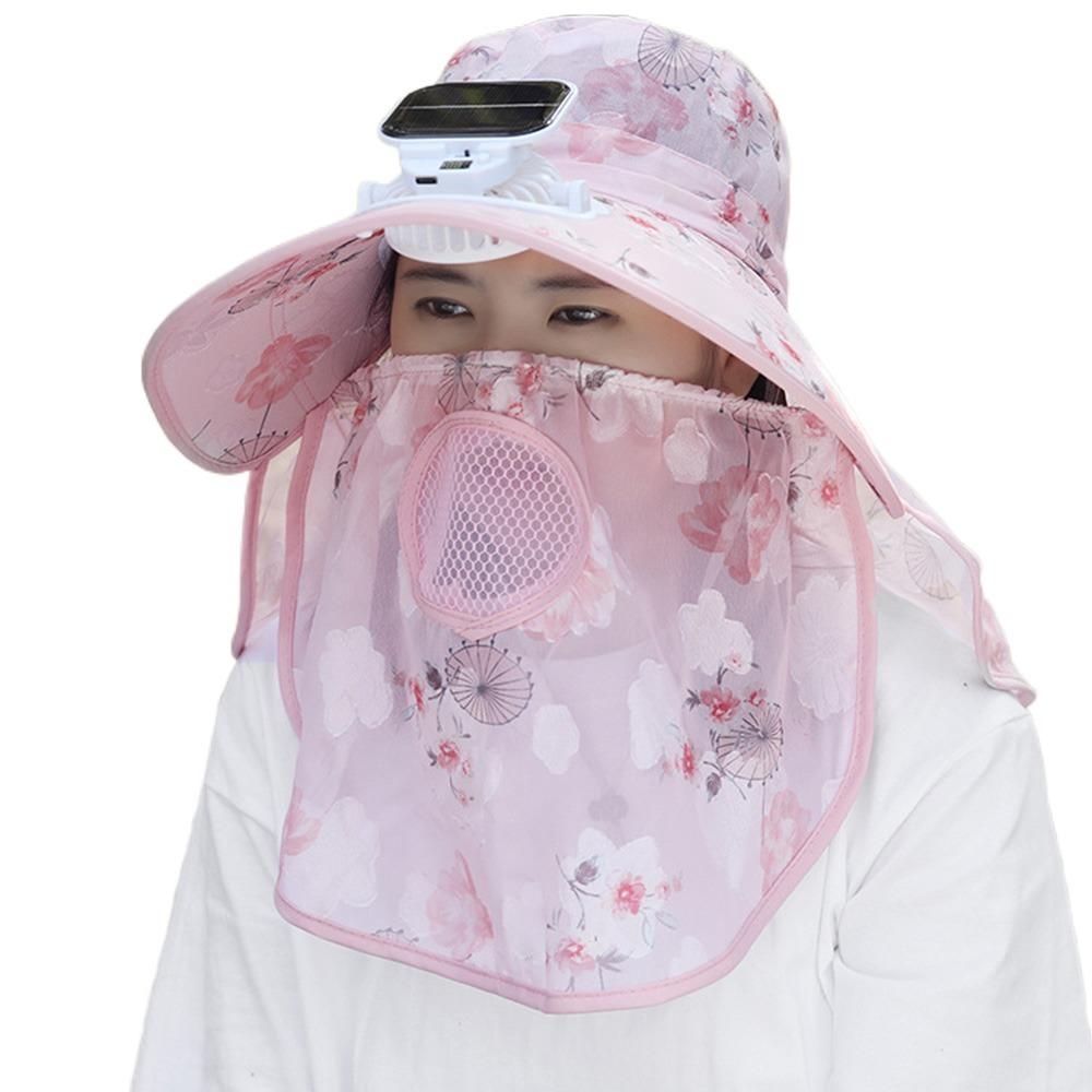 Digital Display Screen Solar Fan Visor Hat Breathable Mesh Women's Picking Tea Hat  Tea Picking