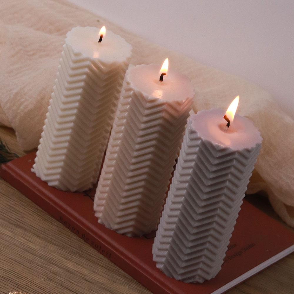 Geometric Silicone Candle Mold DIY Horizontal Stripes Cylindrical Scented Candle Making Soap Resin Carft Molds Home Crafts Decor