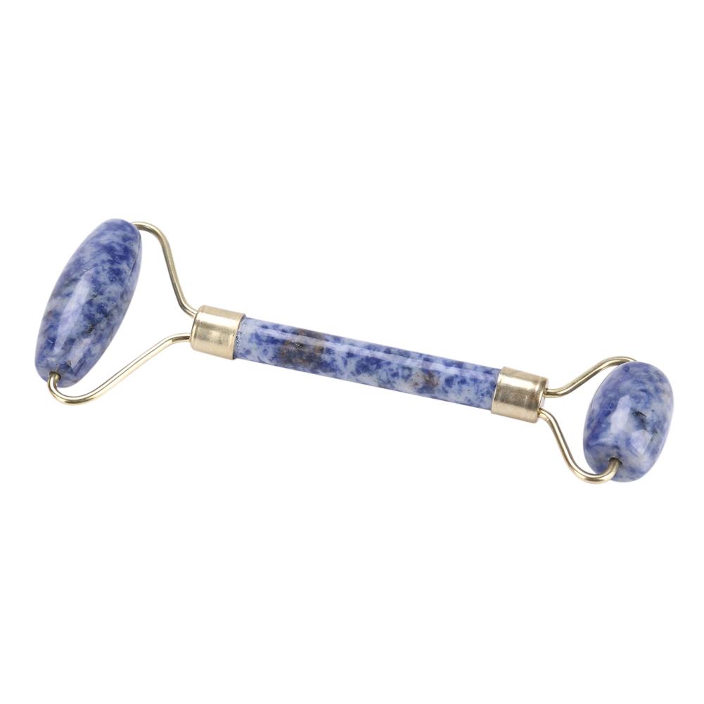 

1Pc Artificial Jade Doublehead Beauty Roller AntiAging Face Eye Neck Massager Tool(Blue)