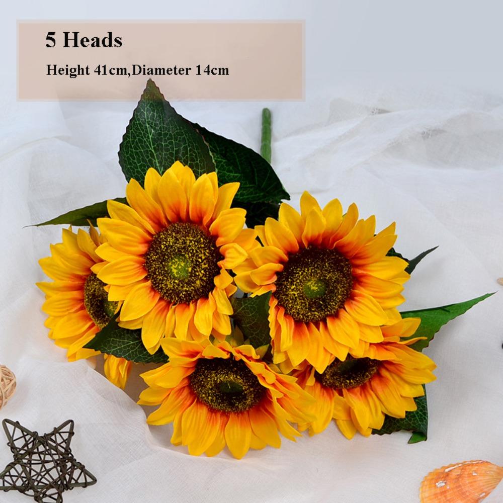 New 5/7/13 Heads Autumn Decoration Flower Yellow 10 Styles Silk Artificial Sunflower Flowers Bouquet Party Garden Decor