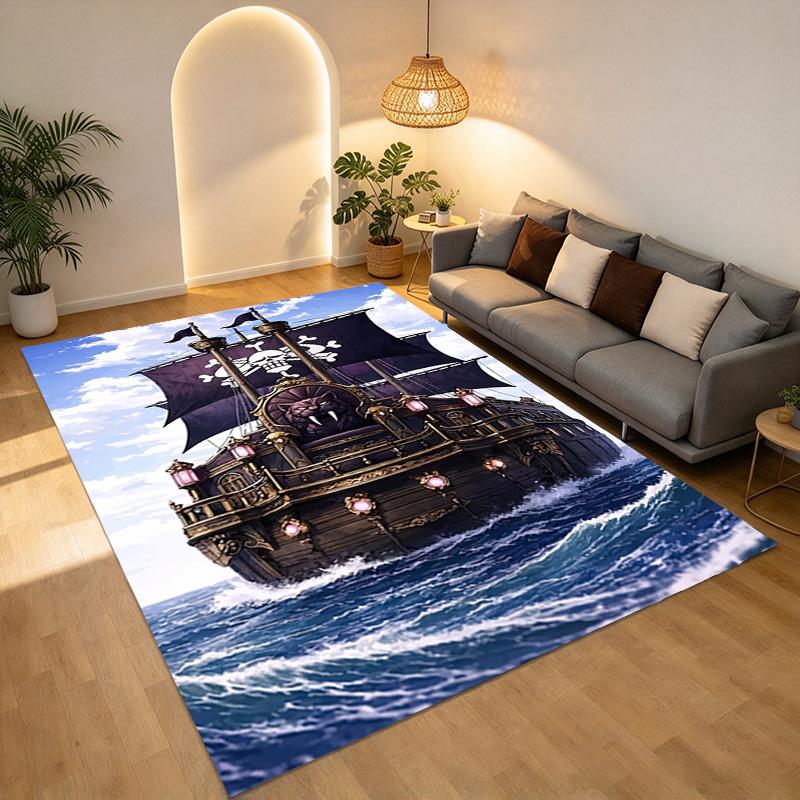 Pirate Ship Area Rug Carpet For Bedroom Game Playroom Living Room Nonslip Sofa Office Home Decor Doormat Christmas Gift C3113
