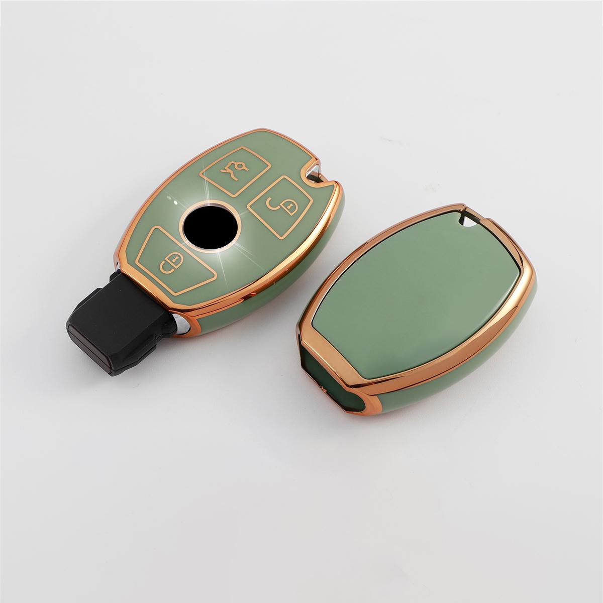 

Чохол для ключів з м’яким ТПУ для автомобіля Mercedes Bnez CLA GLC GLA GLK W203 W210 W211 W204 W176 ABCR Class AMG Брелок аксесуари 3 button key case зелений