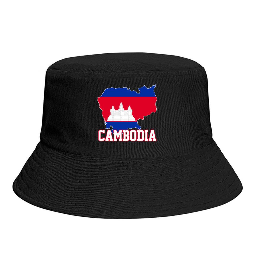 Bucket Hats Cambodia EST Phnom Penh Emblem Flag Sun Shade Cool Outdoor Summer FisherUnisex Caps Fishing Hat