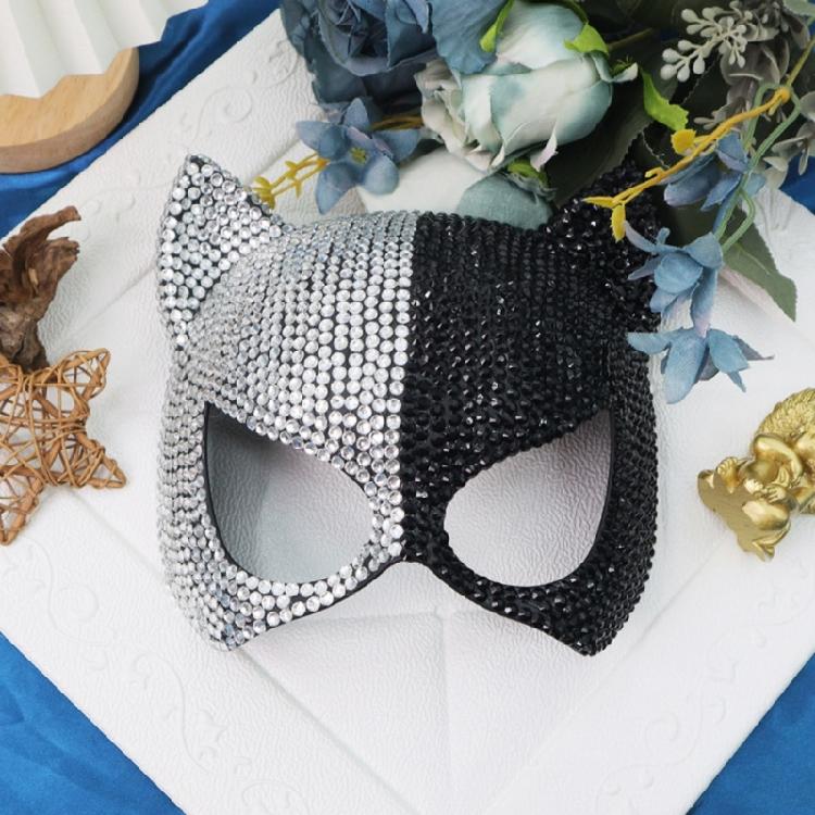Halbgesichtsmaske Venezianische Maske Strasssteine Maskenball Maske Katzenmaske Maskenball Maske für Halloween Karneval Cosplay