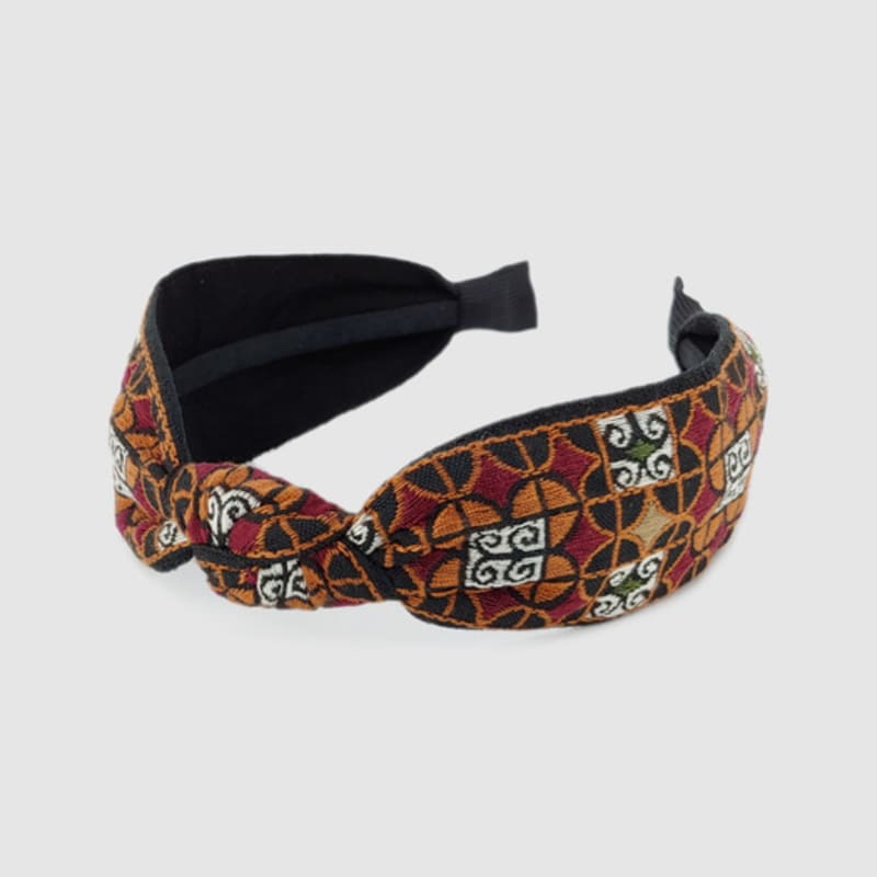LALA Ethnic Lattice Hairband - BROWN