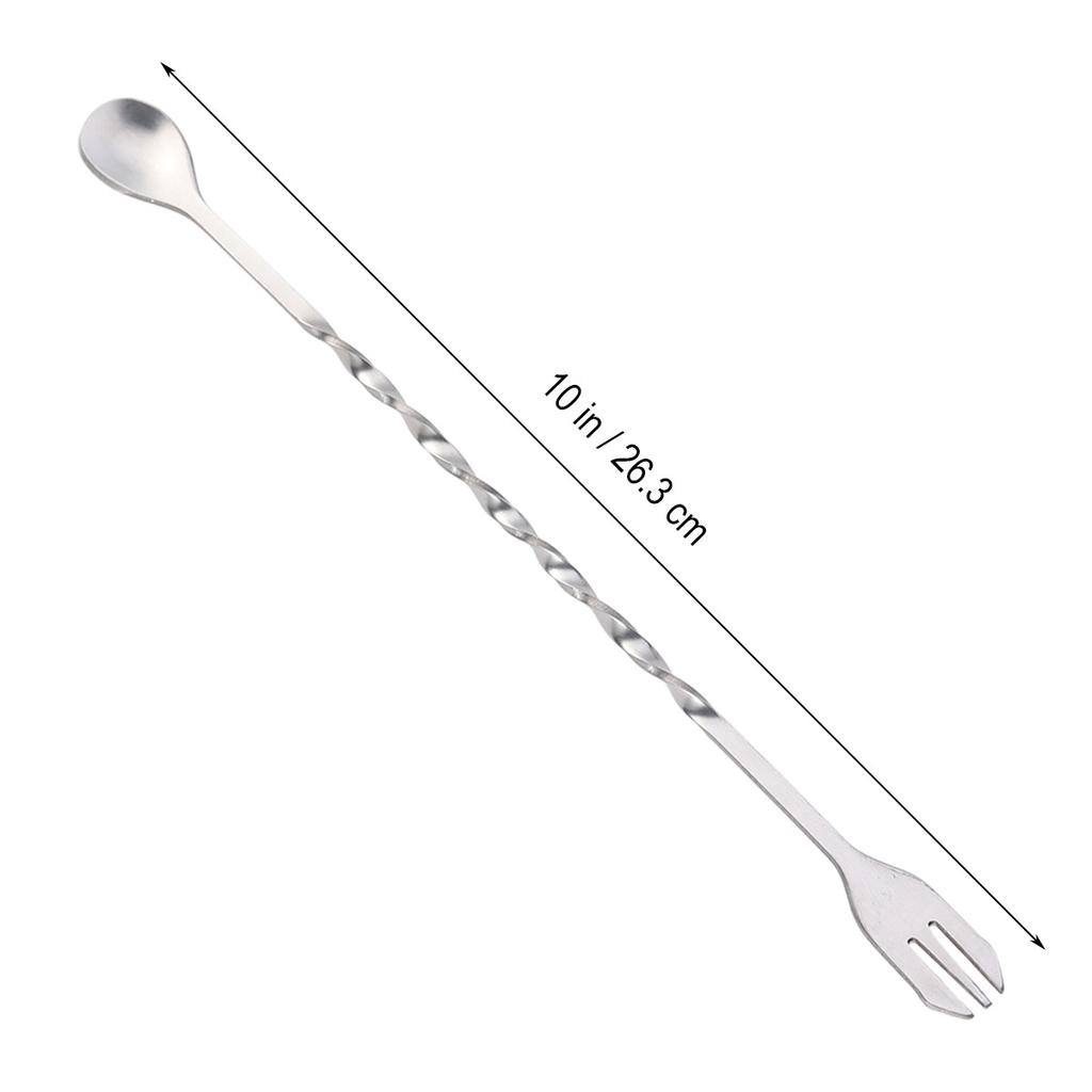 32Cm Stainless Steel Bar Spoon Mixing Fork Swizzle Stick for Cocktails Tea Drinks Easy to Clean Dishwasher Safe