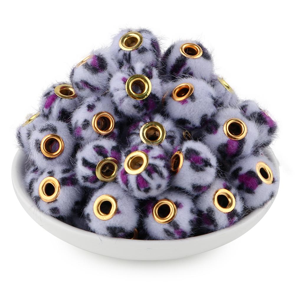 20Pcs/lot 20MM Pompom Beads Plush Fur Covered Ball Bead Charms Straight Hole Big Hole Spacer Beads For Handmade Jewelry Access