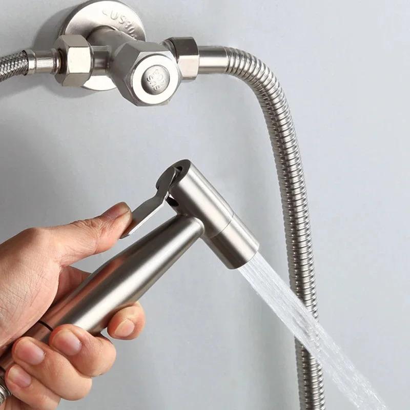 Stainless Steel Faucet Spray Gun Handheld Toilet Bidet Faucet Stainless Steel Hand Bidet Sprayers Brushed Water Sprayer