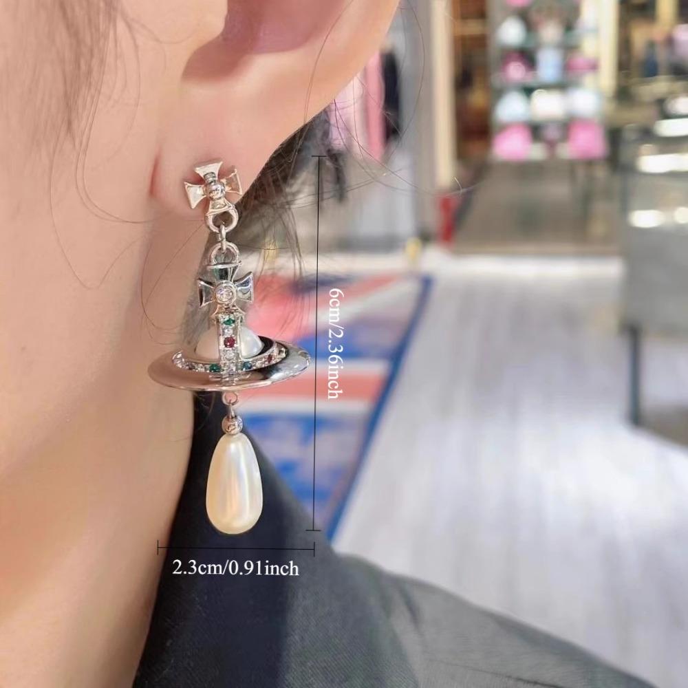 1 para wysokiej klasy lekkich luksusowych kolczyków wiszących w kształcie kropli wody, trójwymiarowych, z imitacji perły, długich, z frędzlami.