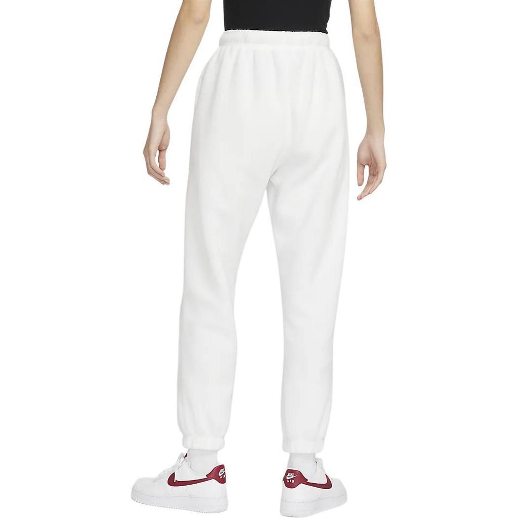 Nike Solid Color Logo Label Drawstring Lace Up Elastic Cuff Fleece Lined Knitted Sweatpants Women's Mountain White (Unisex)