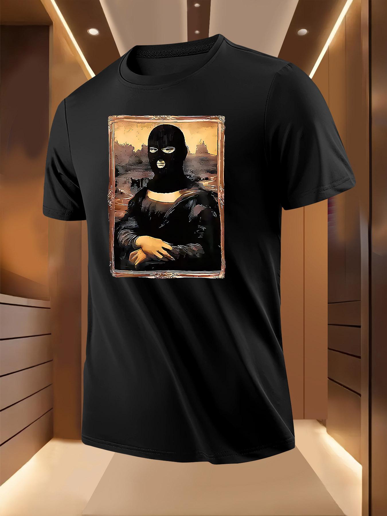 Modern Mona Lisa Masked Portrait Graphic Tshirt - Lightwe... S