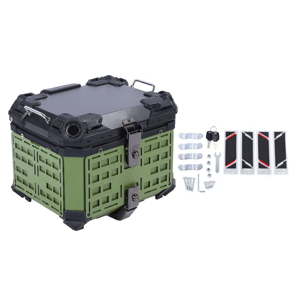 45L Motorcycle Top Case Aluminum Alloy Water Resistant Motorcycle Trunk Storage Box with Security Lock for Helmet