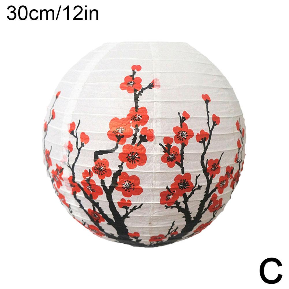 30cm Plum Blossom Round Paper Lantern Lamp Chinese Oriental Style Spring Festival Restaurant Wedding Home Decor Gifts