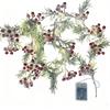 Christmas String Lights with Red Berry Xmas Cedar Garland Fairy String Lights for Indoor Outdoor Xmas Decorations