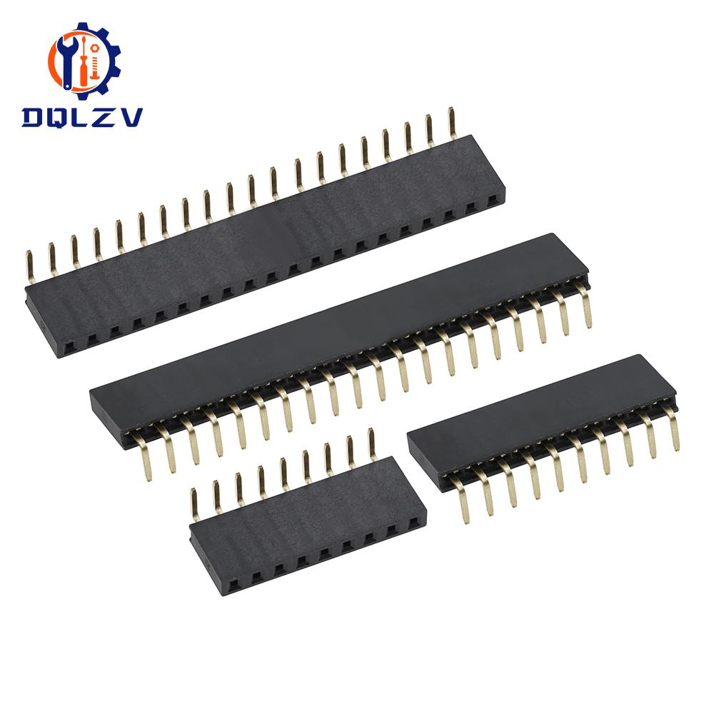2.54mm Single Row Female Right Angle Pin Header Socket 1*2/3/4/5/6/7/8/9/10/20/40Pin Connector For Arduino