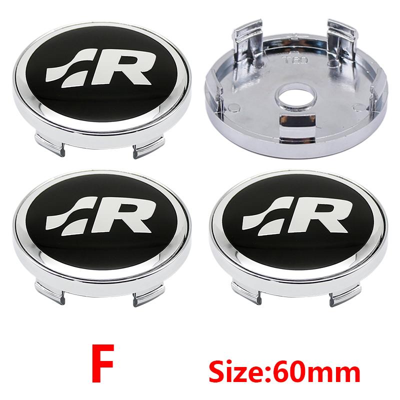 Pour VW VOLKSWAGEN Nouveau 4pcs 56mm Emblème de Roue de Voiture Autocollant Central 60mm Cache-Moyeux de Roue Accessoire Pour VW golf Passat R Rline GTI
