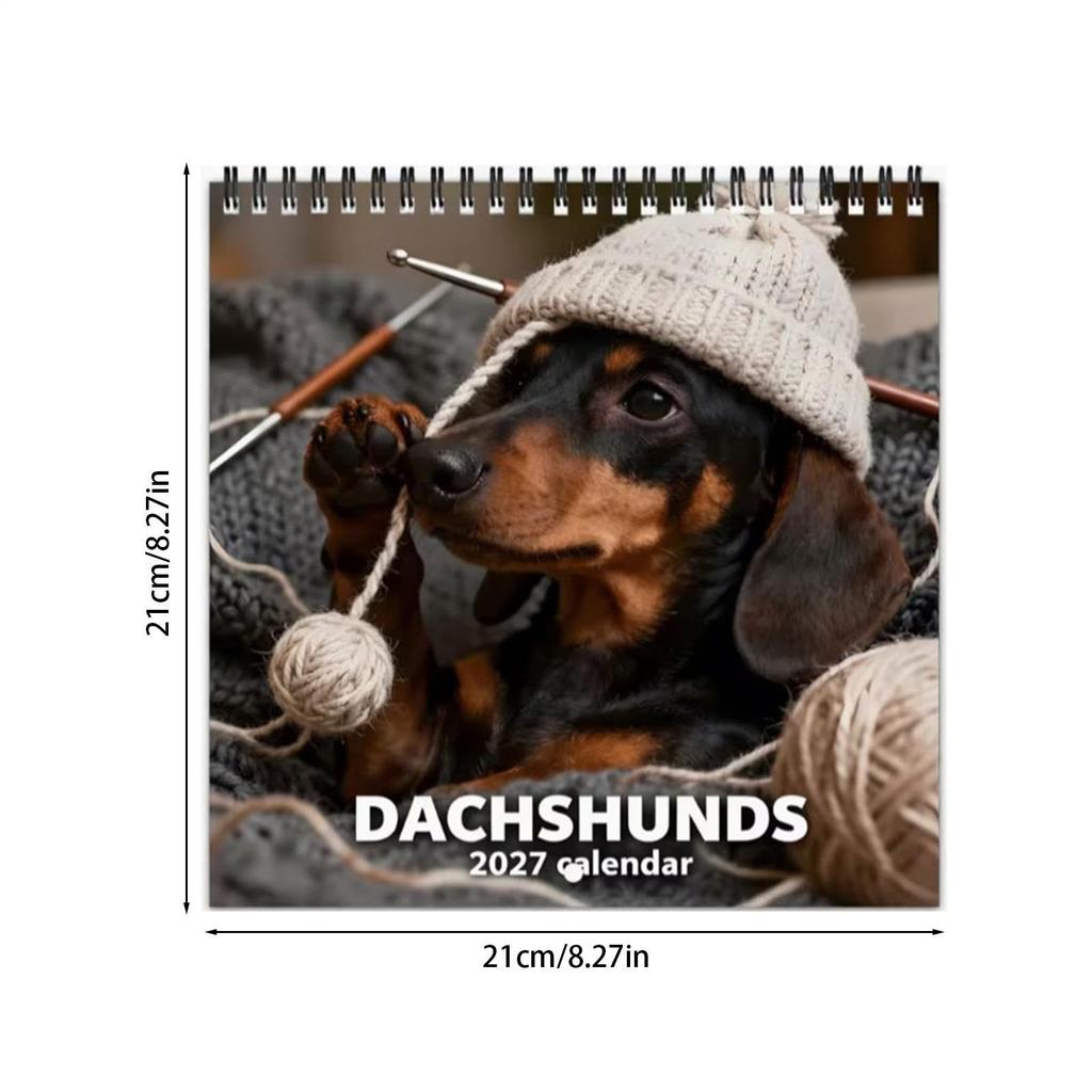 2027 Calendar with Dog Photos Wall Calendar with Artistic Timetable and Space for Living Room Dorm Hotel Office and Hog Decor