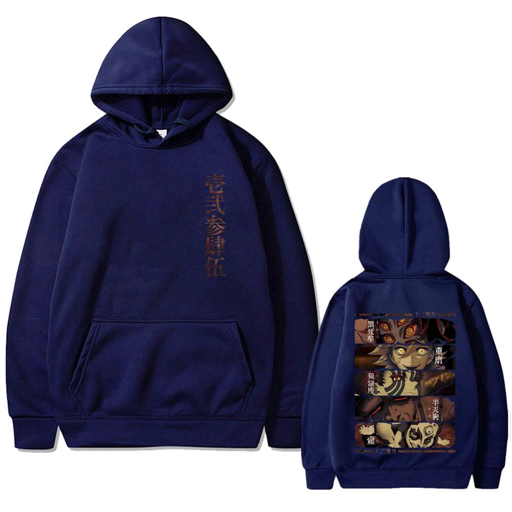 Anime Demon Slayer Kokushibo Douma Akaza Hantengu Gyokko Graphic Hoodie Men Women Oversized Pullover Man Vintage Hoodies