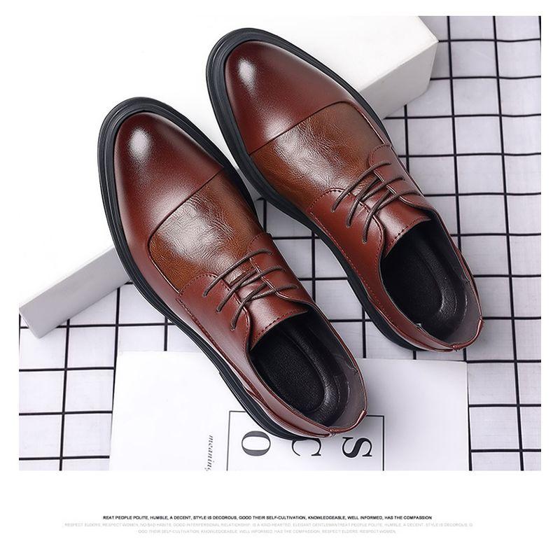 Men British Style Pointed Toe Soft Leather Lace Up Business Formal Casual Dress Shoes Large Size