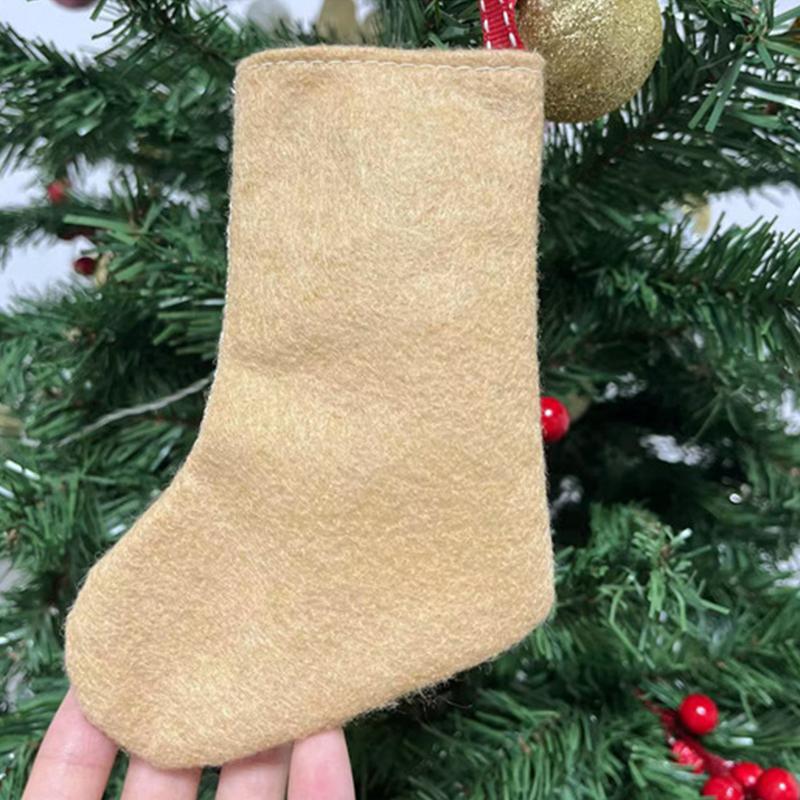 Burlap Embroidery Christmas Stocking Hemp Christmas Socks Hanger Christmas Tree Hanging
