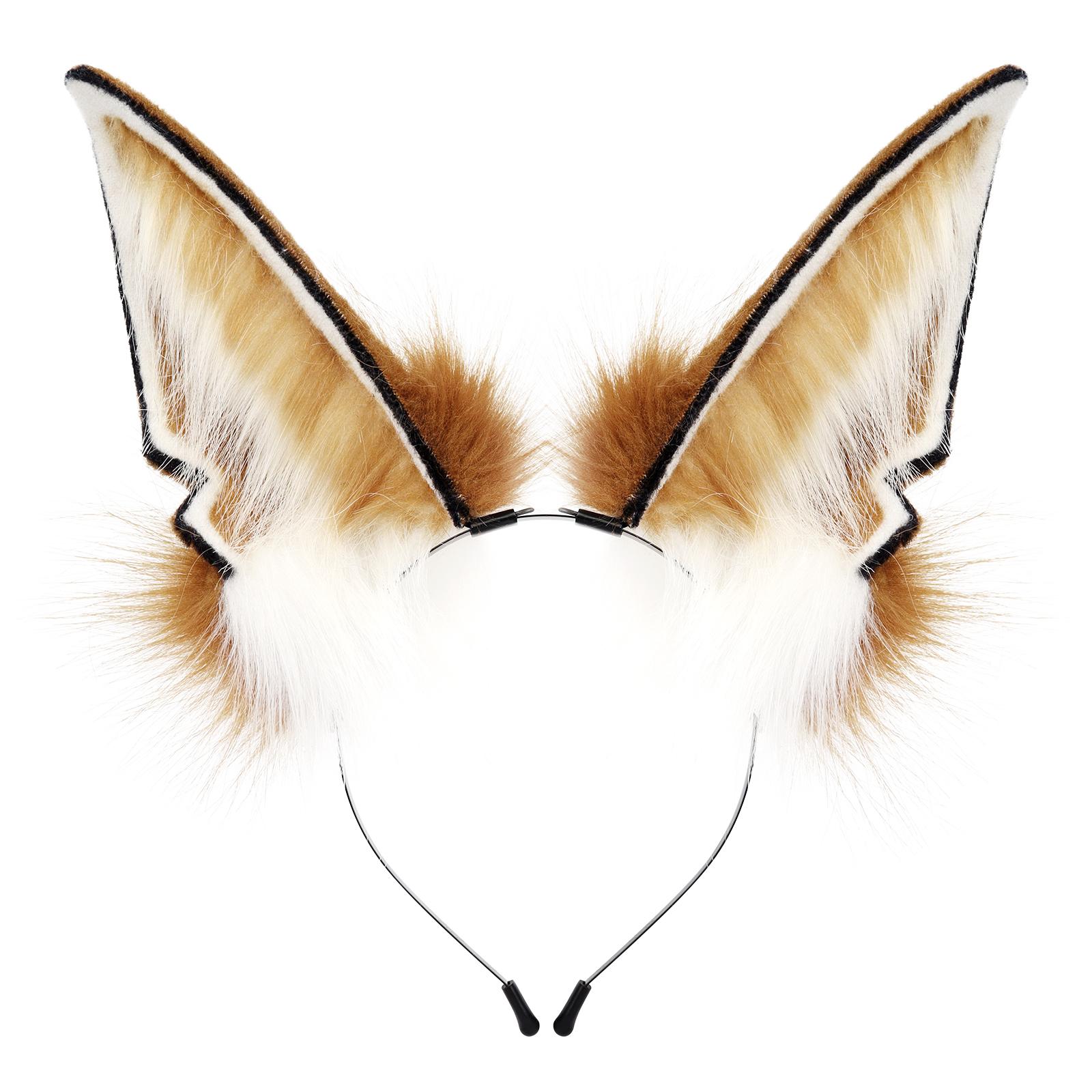 Tier Fuchs Wolf Ohren Stirnband Handgemacht Damen Herren Haarreif Cosplay Kopfschmuck Für Party beige