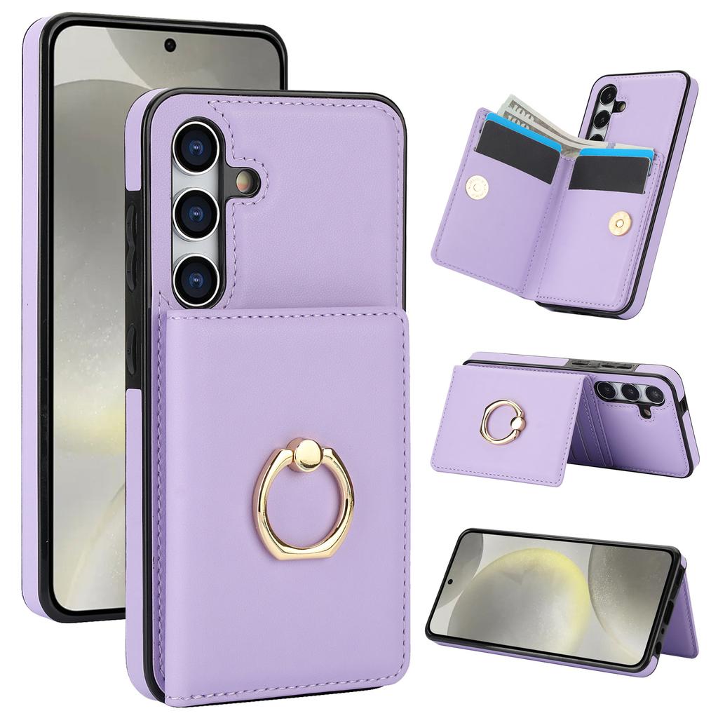 Applicable To iPhone15 Card Case 14Pro Solid Color Ring Buckle Card Change Bag Anti-drop Protective Case Google 8A