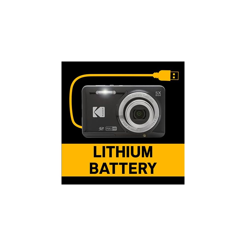 KODAK PIXPRO FZ55-BK 16MP Digital Camera with 5x Optical Zoom, 28mm Wide-Angle Lens, and 2.7-inch LCD Screen (Black)