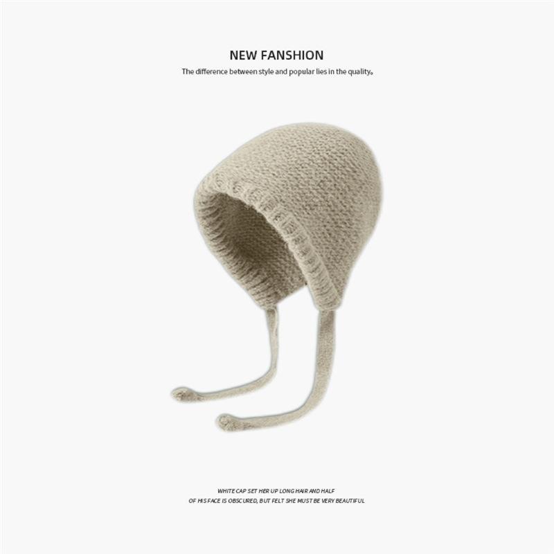 Winter women's plush ear protection warm wool hat retro dual-purpose bag hat street style knitted hat