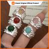 BF CLUB 925 Sterling Silver Ring For Women Jewelry Big Stone Open Vintage Handmade Ring Allergy For Party Birthday Gift