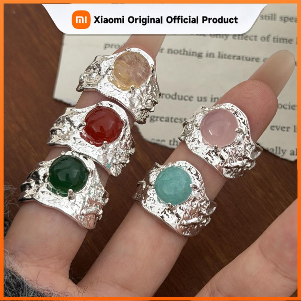 Xiaomi BF CLUB 925 Sterling Silver Ring For Women Jewelry Big Stone Open Vintage Handmade Ring Allergy For Party Birthday Gift