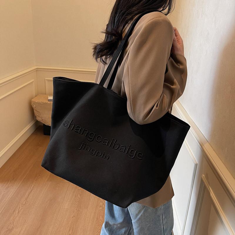 IELGY Large Capacity Spring Summer All-Match Canvas Bag Commuter Shoulder Casual Tote Bag