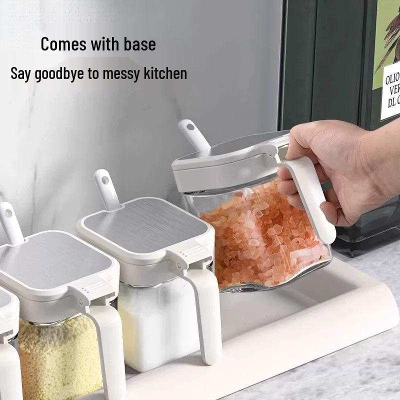 Γυάλινα Βάζα Καρυκευμάτων & Σετ Αποθήκευσης - Κουτί Καρυκευμάτων, Αλατιέρα & Σέικερ Μπαχαρικών Κουζίνας.