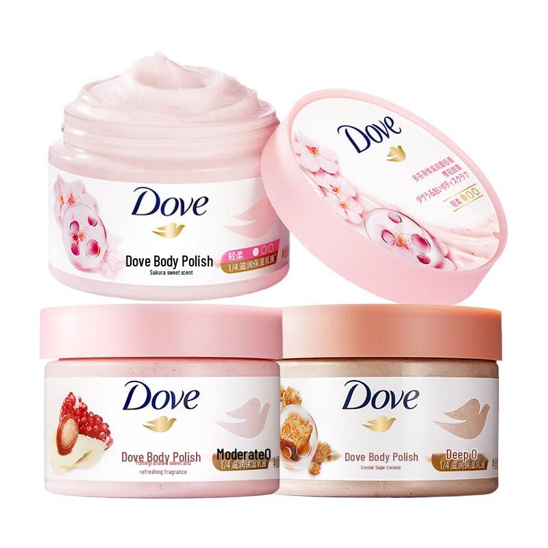 Dove Moisturizing Body Scrub 3-Pack (Coconut, Cherry Blossom, Pomegranate)