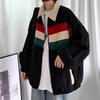 Men's Versatile Korean Contrast Color Corduroy Jacket - Spring/Autumn, Loose Fit Casual Top