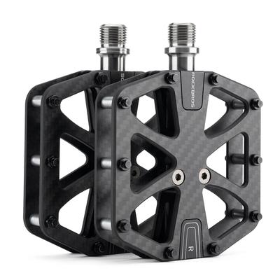 ROCKBROS Carbon Fiber Lightweight and with 3 2 Sealed and Titanium Alloy for Road Cross Mountain and Folding Bikes Pedals, Durable, Bearings, Sizes,
