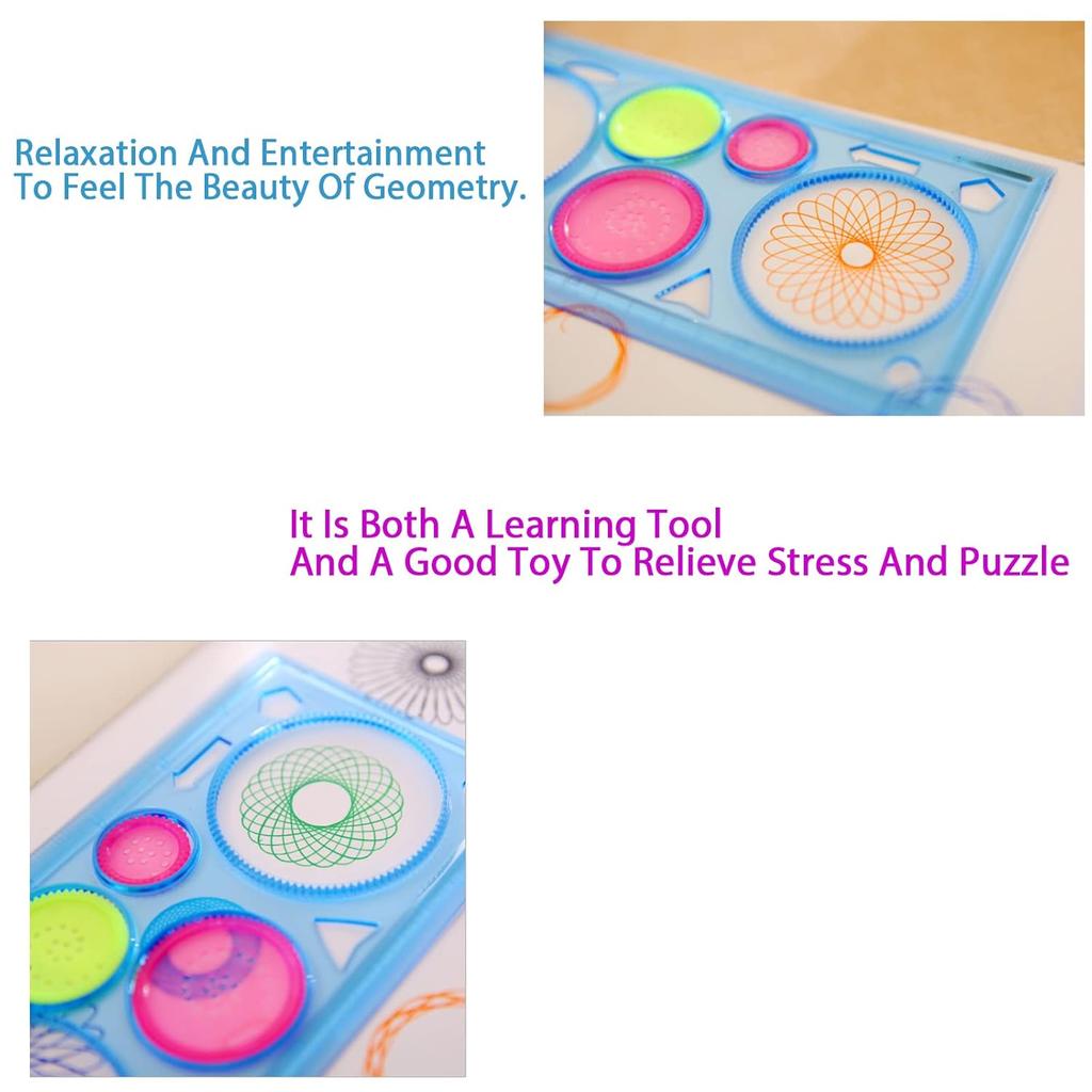 Multifunctional Geometric Ruler Set,Mathematics Drawing Ruler Geometric Drawing Template Measuring Tool Draft Rulers Million Flower Rulers