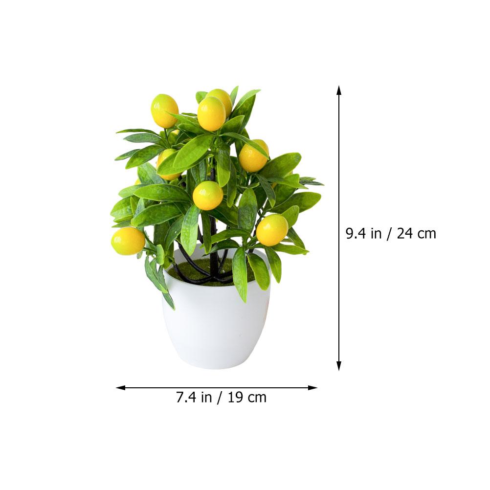 Yellow Pot Mini Lemon Tree Bonsai Artificial Plants Faux Desk Home Office Decor Indoor Green Realistic Fake Plant nament No