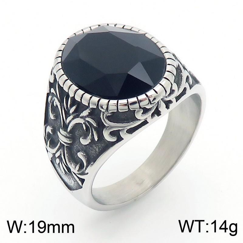 Source Retro Viking Jewelry, Palace Style Luxury Gemstone Engraved Stainless Steel Men'S Ring