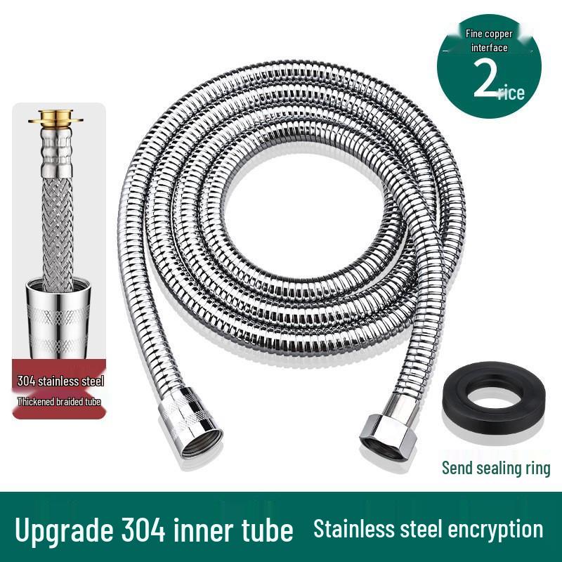 Universal Stainless Steel Shower Head with Soft Hose and Sprinkler Connector for Bathing.