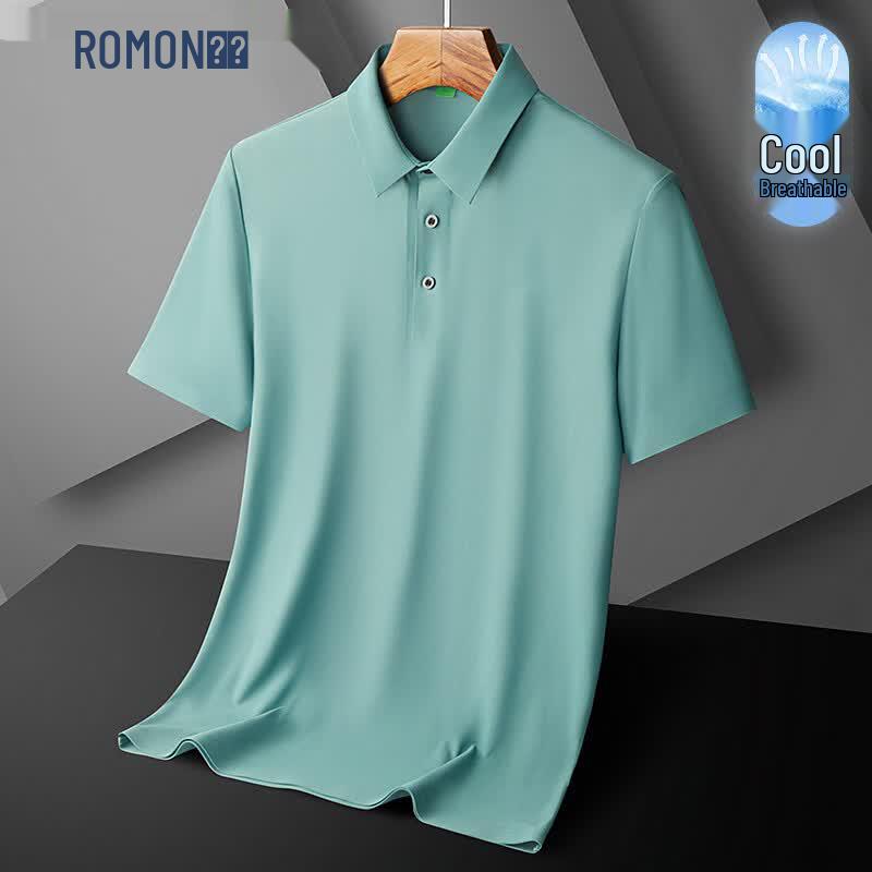 Romon Men s 2026 Summer Ice Silk Short-Sleeve Polo Shirt 6XL