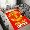 Manchester United Logo Area Rug, Red Base White Stripe Team Crest Print Non Slip Floor Rug for Football Fan Bedroom Living Room Decor