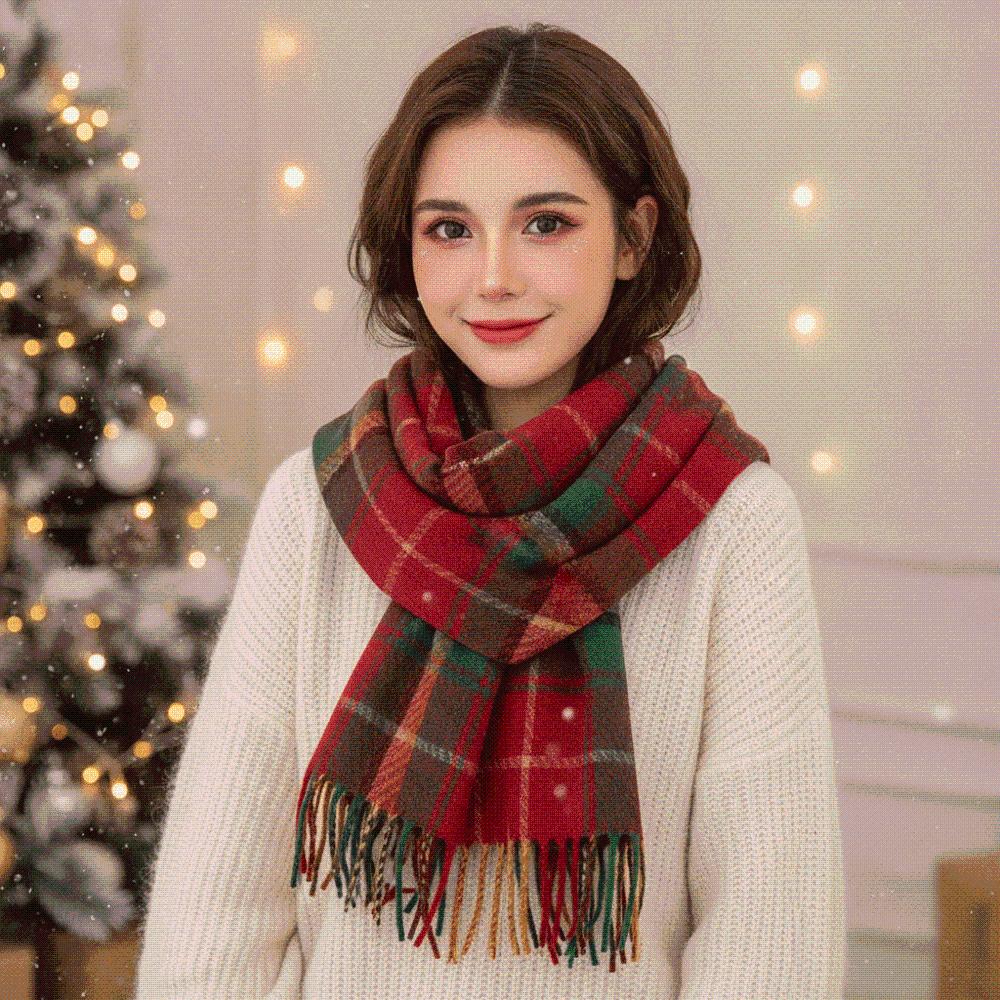 Plaid Cashmere Neckwear Classic Gingham Shawls Warm Stoles Tartan Mufflers Party