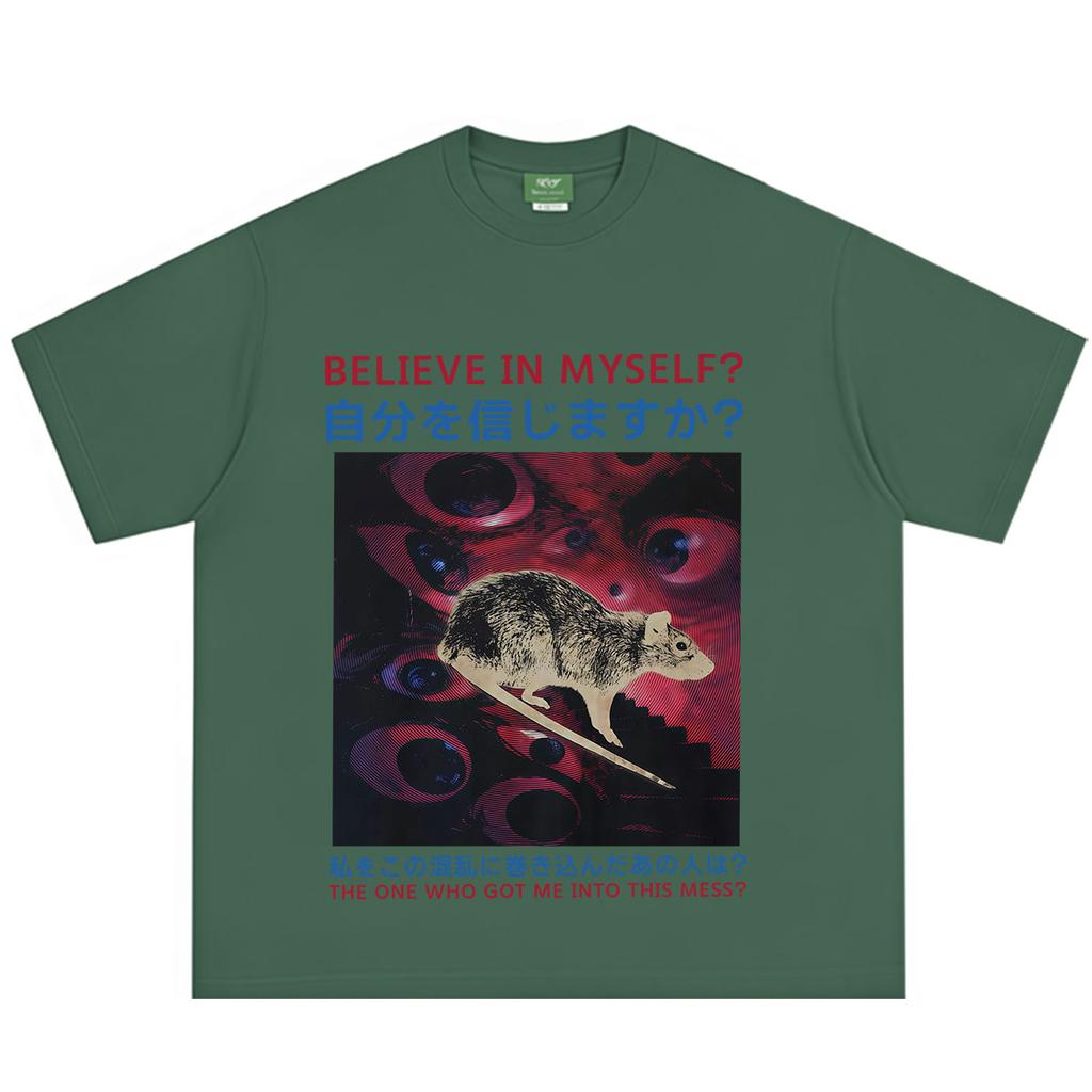Believe In Myself Rat Japanese Style Surreal Horror Graphic TShirt Unisex Unisex Fashion Clothing Tshirt Loose Casual Tshirts
