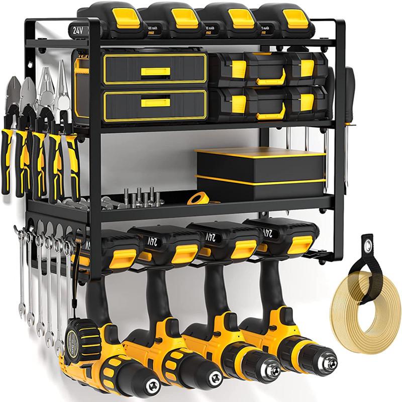 Four-Tier Wall-Mounted Electric Drill Storage & Charging Rack