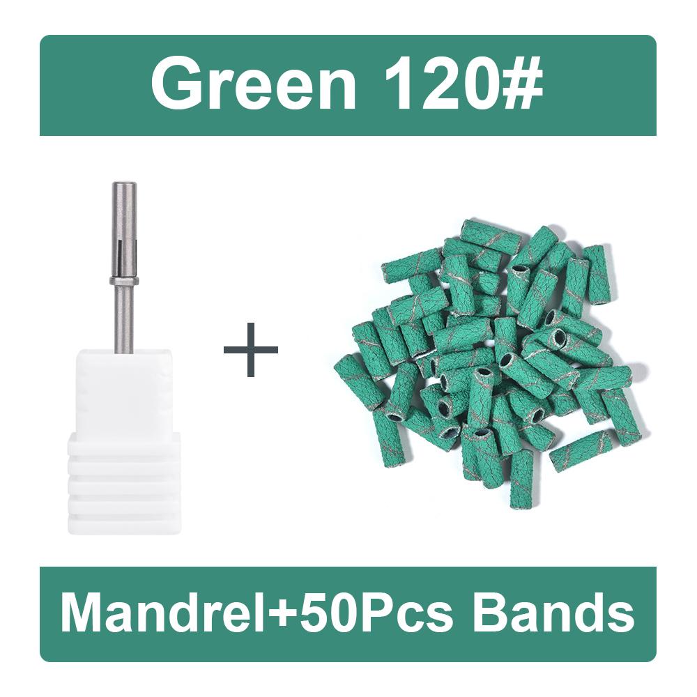 50Pcs 3MM Mini Nail Sanding Bands With Shaft 3/32" Nail Drill Bits Sand Bands Dead Skin Calluses Nail Gel Remove Nail Tool Set